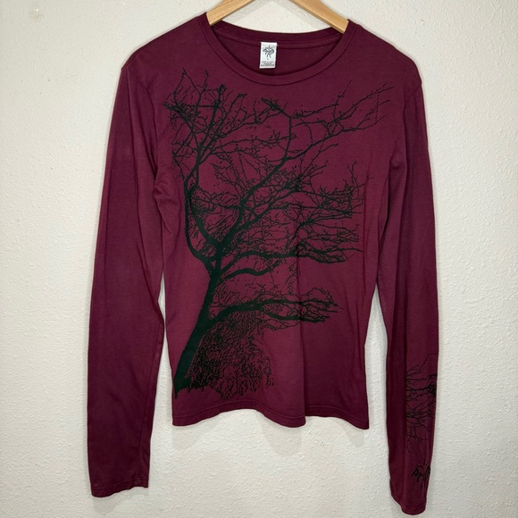 Prana Tops - PrAna Breathe Long Sleeve Top Burgundy with Black Tree Print Women’s Size Large